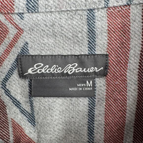 Eddie Bauer Southwest Print Button Down Shirt Mens Medium Gray Rust - Picture 8 of 12